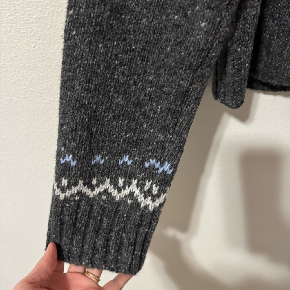 J Crew Fair Isle Wide-Mockneck Sweater Gray Merino Wool Nordic Fair Isle 2024-XS - Picture 5 of 9